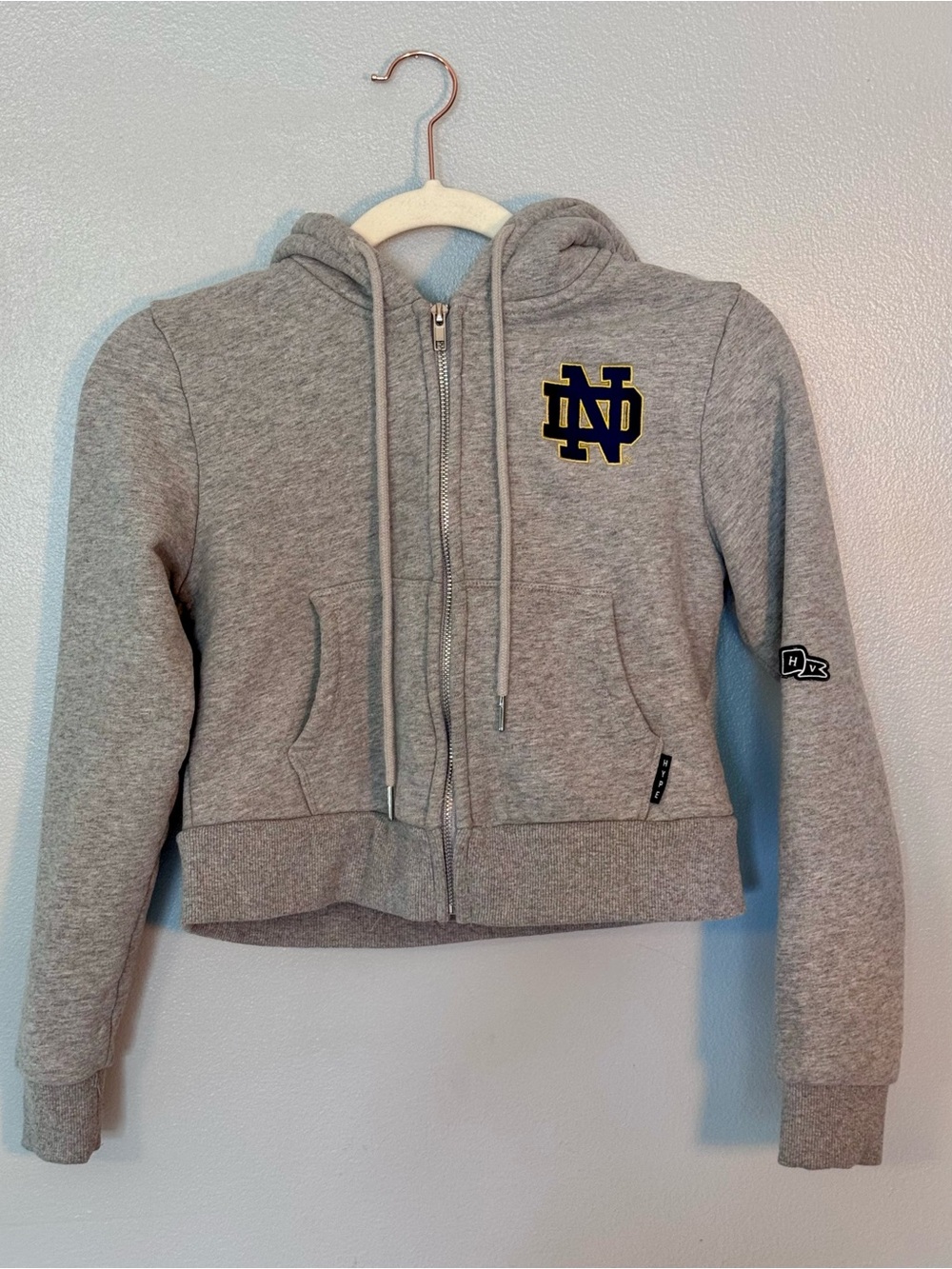 Hype and Vice Notre Dame Crop Zip-Up Hoodie